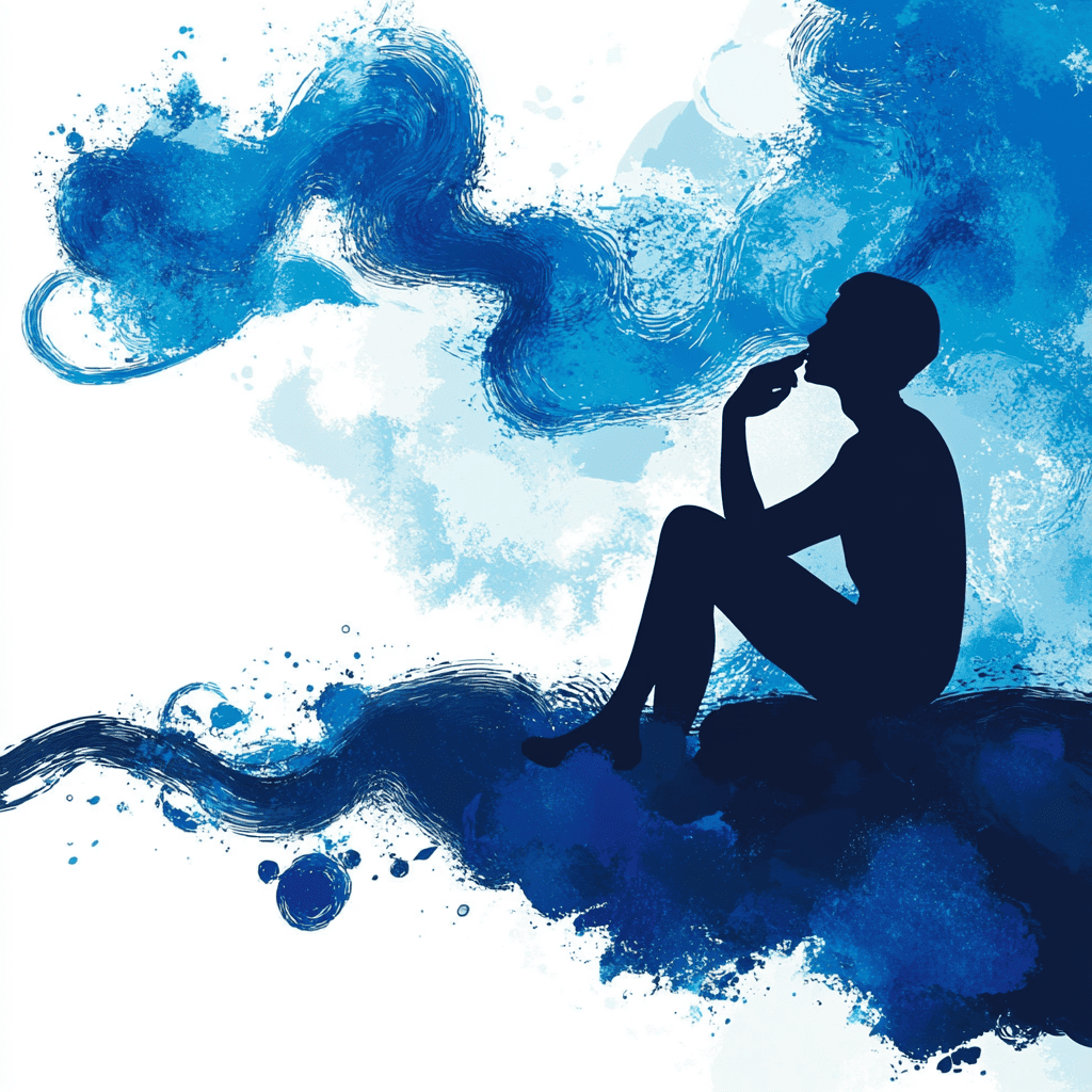 Abstract art of a person thinking